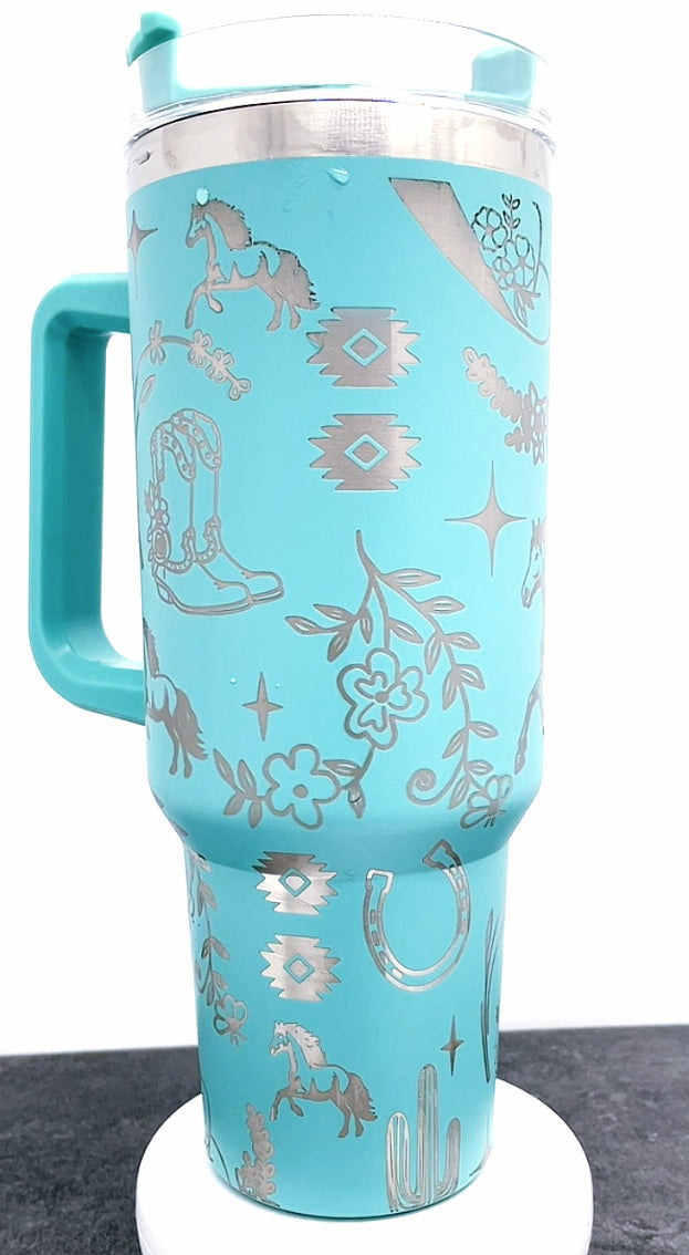 40oz Insulated Tumbler with Handle - Teal